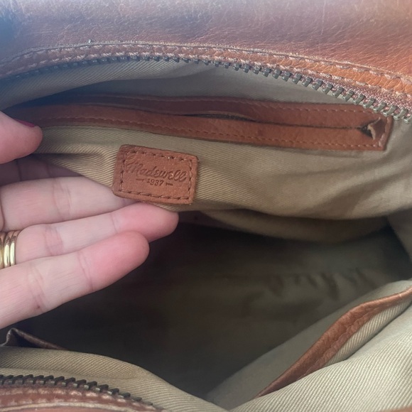 Madewell Kensington Satchel Leather Handbag Purse Brown Tan Top Handle Distressd